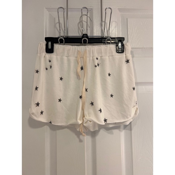 Enti Pants - ENTI Womens Cream Star Print Lounge Sleep Shorts Size Small Drawstring Waist